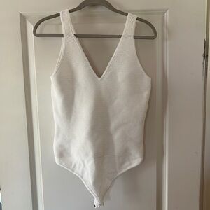 Abercrombie & Fitch Cream ribbed bodysuit